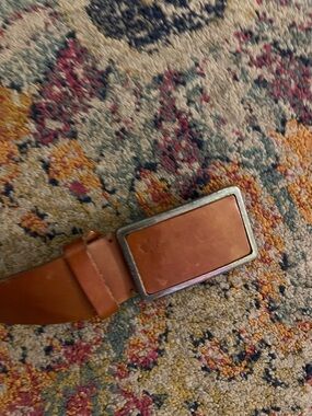 Mulberry- Men's Leather Belt with Rectangular Buckle - Brown